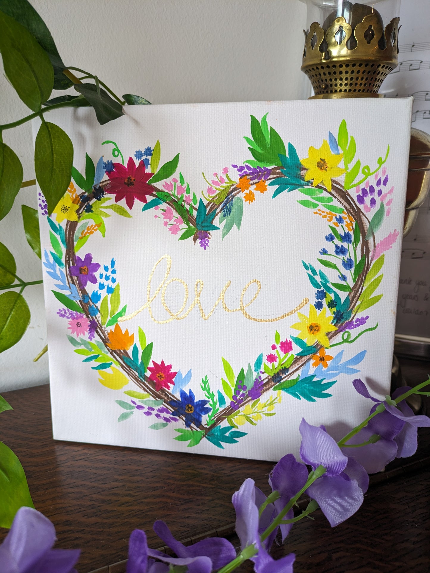 Love wreath canvas